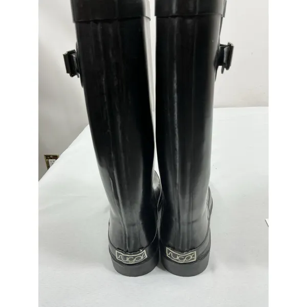 Womans Sugar Knee Length Rainboots 6 Black Rubber - Image 5