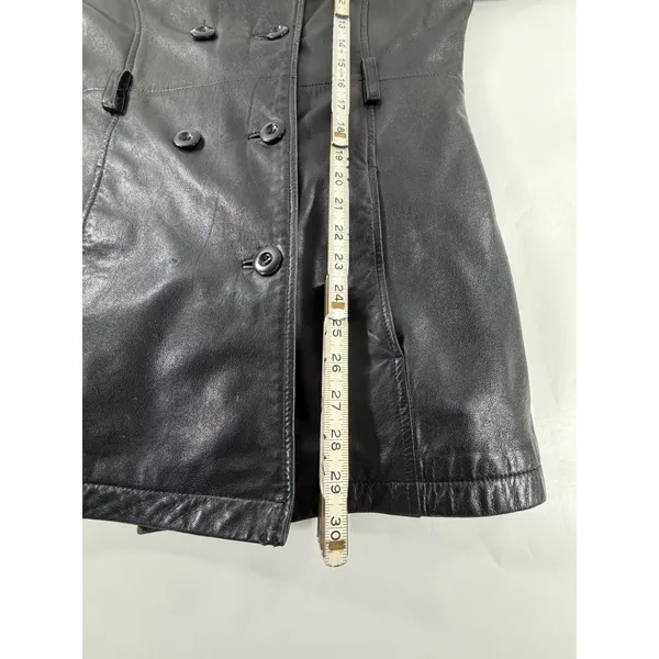 Pelle Studio Wilsons Leather Black Double Breasted Pea Coat Thinsulate Small - Image 7