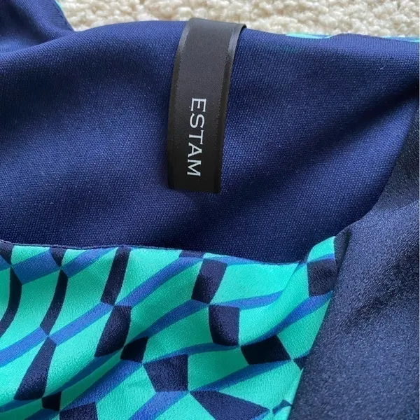 Estam Blue Green Sleeveless Round Neck Lightweight‎ A-Line Mini Dress USA Size M - Image 5