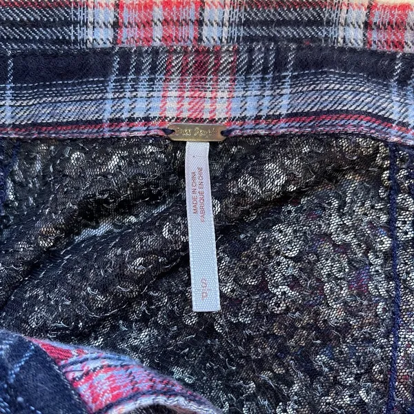 Little Bit of Sugar Red Plaid Sequin Tunic Flannel Shirt - Image 13