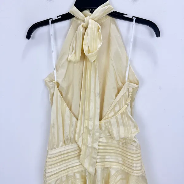 Lulus Cass Light Yellow Striped Satin Drop Waist Mini Dress Party Medium NWT - Image 8