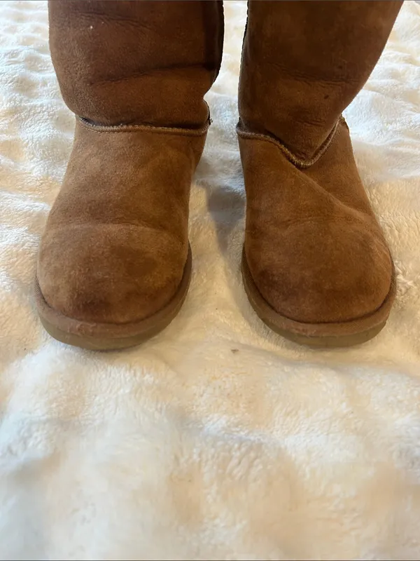 UGG Tall Shearling-Lined Suede Boots in Chestnut - Image 3