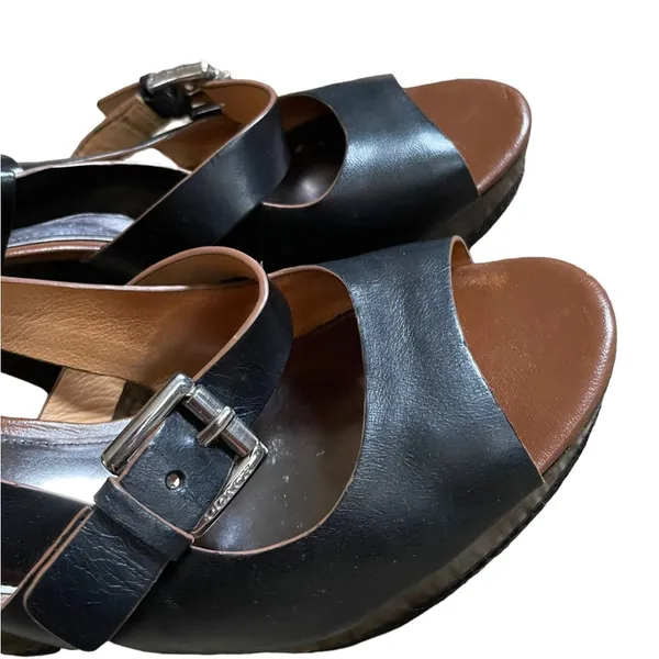 Coach Black Double Buckle Strappy Open Toe Platform Wedge Women’s Size 8 - Image 3