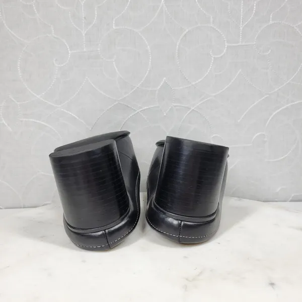VTG Bass Artist Mules Womens 6 Black Leather Slip On Square Toe Block Heel 2003 - Image 11