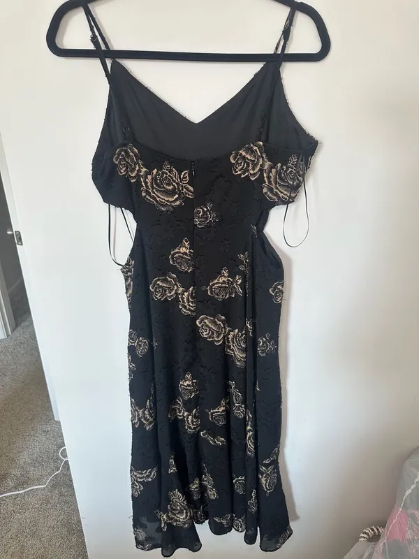 Altar'd State Black and Beige Floral Burnout Cutout Maxi Dress - Image 3