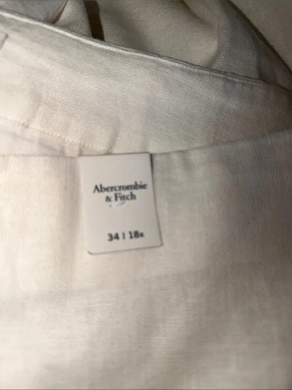 NWT Abercrombie & Fitch Wide-Leg High-Waist Pants Cream Linen Blend SZ-34 / 18R - Image 5