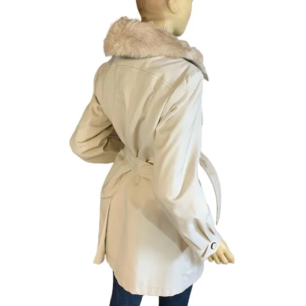 Vintage 1970'S Beige London Fog Faux Fur Lined Short Trench Coat (10) - Image 4