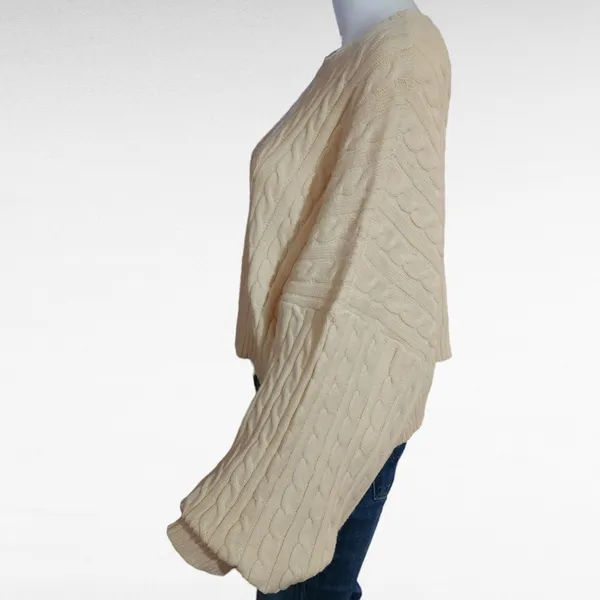 Buckle Le Lis Ivory Cable Ribbed Cropped Pullover Sweater Size Large - Image 3