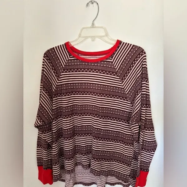 Aerie Long Sleeve Thermal Top Multicolor Fair Isle Size Large - Image 6