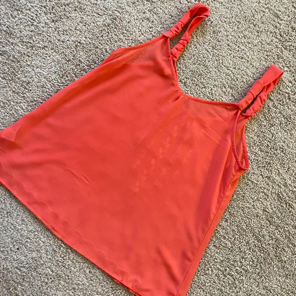 Orange w/ White Embroidery Detailing Sweetheart Tank Top - Image 2