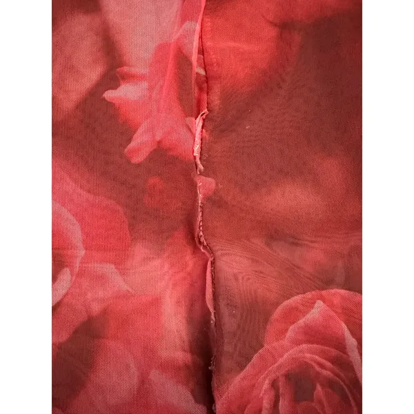 Meshki Aphrodite Strapless Mesh Dress Red Rose Floral Print Midi Bodycon Size XS - Image 8