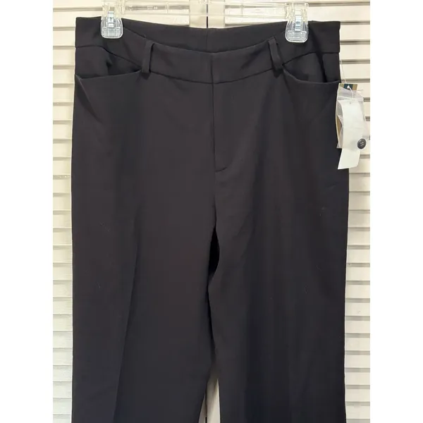H & W‎ Straight Black Trouser Pants NWT Mid Rise Zip/Slide Hooks Pockets Size 12 - Image 2