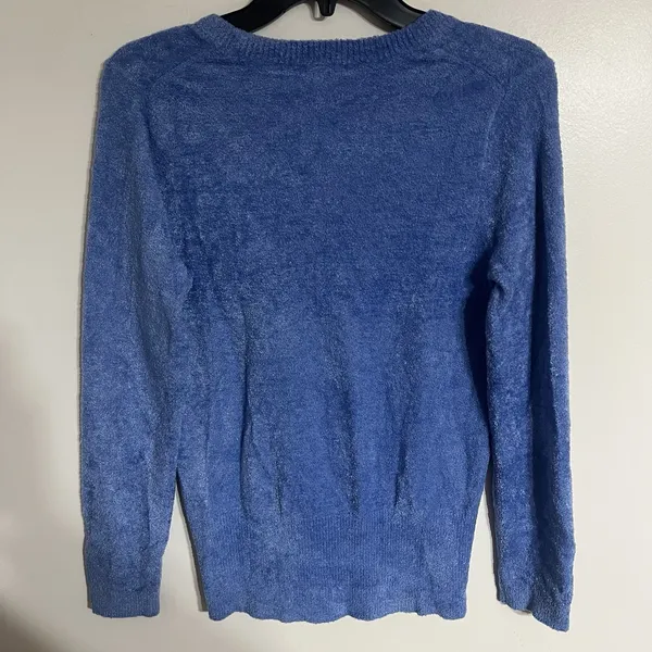 Women's Evie V-Neck Blue Fuzzy Long Sleeve Sweater Size‎ XL - Image 8