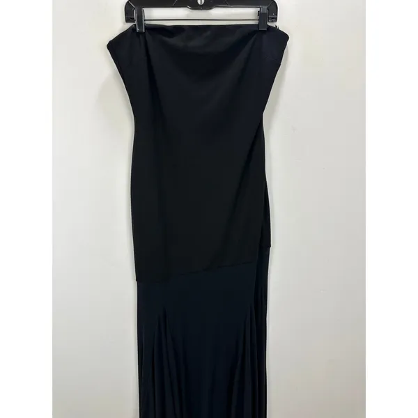 Lulus Elaris Black Mixed Media Strapless Maxi Dress Formal Evening Minimalist XL - Image 6