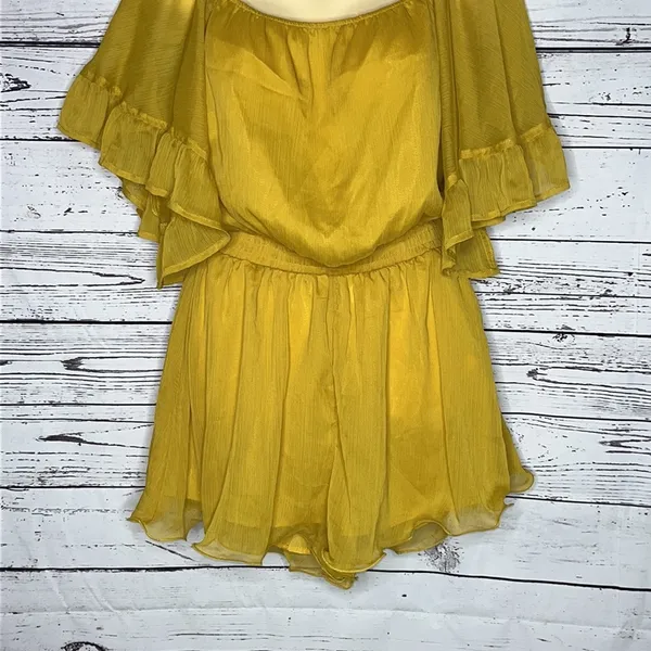 Endless Rose NWT Size M Golden Yellow Chiffon Drop Waistline Shorts Romper - Image 3