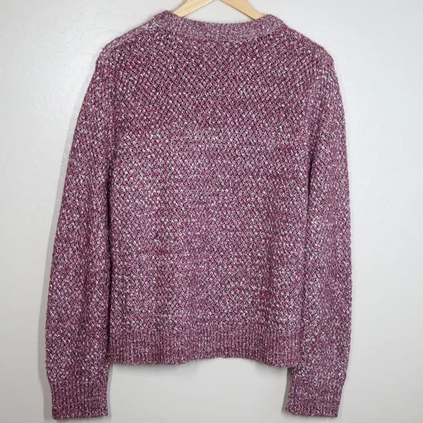 J.‎ Crew Honeycomb Knit Crewneck Wool Blend Sweater XL Heathered Maroon Knit - Image 3