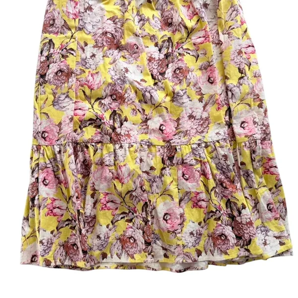 Bardot Labella Midi Dress Yellow Floral Size 6 Linen Bustier Halter Vintage Vibe - Image 5