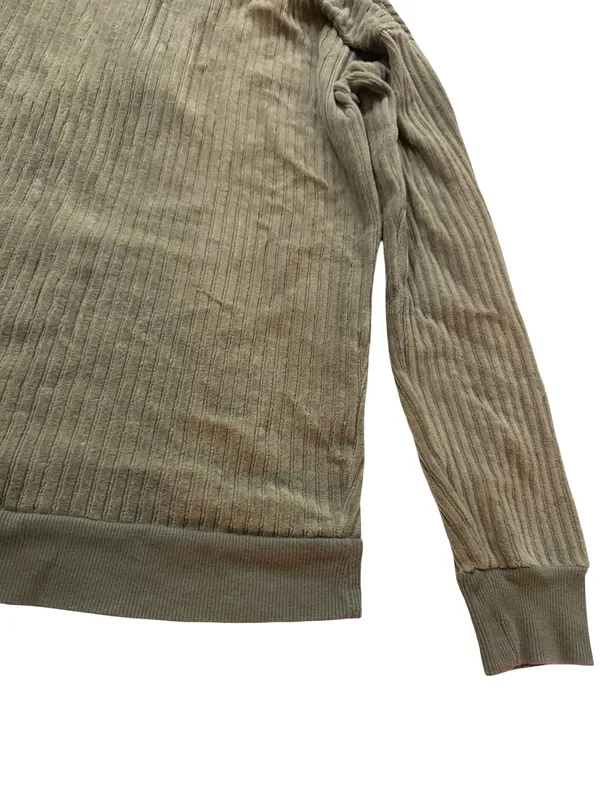 Maurices Olive Green Ribbed Corded Tie Neck Pullover Sweater Front Small Women's - Image 12