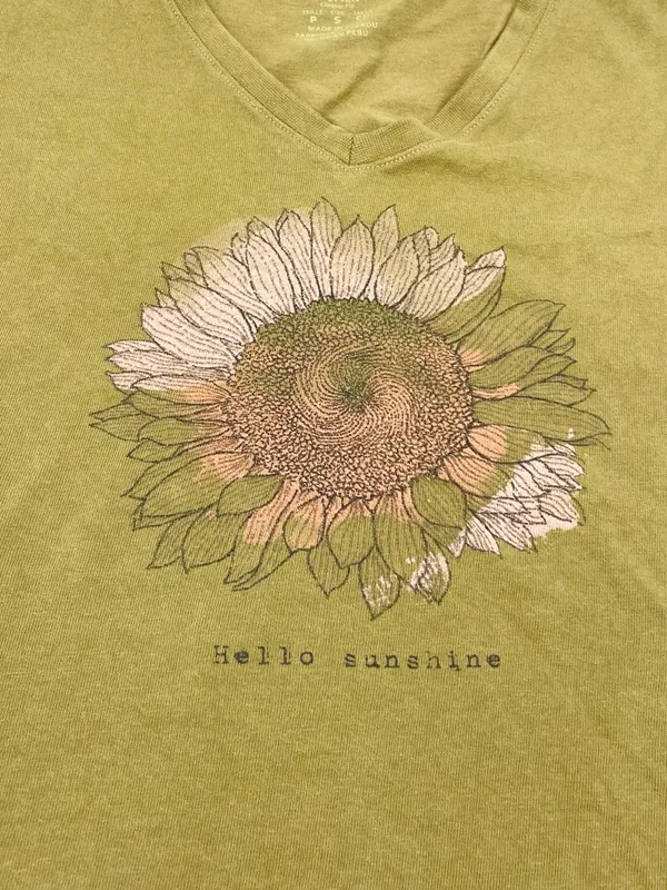 Life is Good Women's Classic Fit Tee Size Small Hello Sunshine Sunflower Cotton - Image 4