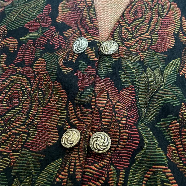 Vintage Amanda T Leaf Floral Vest Small Fall Autumn - Image 3
