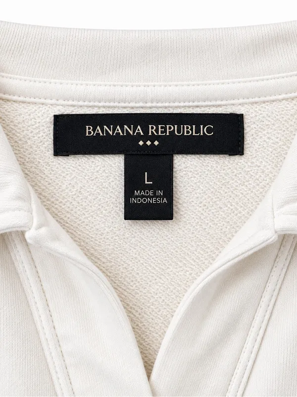 Banana Republic White Collared Pullover Sweatshirt Size Large Oversized - Image 2
