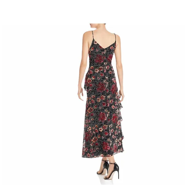 Jill Stuart Ruffled Floral 3D Velvet Floral Maxi Dress Size 6 - Image 2
