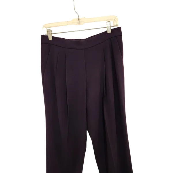 Babaton Dark Navy Blue Pull On Mid Rise Satin Lounge Parker Palazzo Pants Size 6 - Image 3
