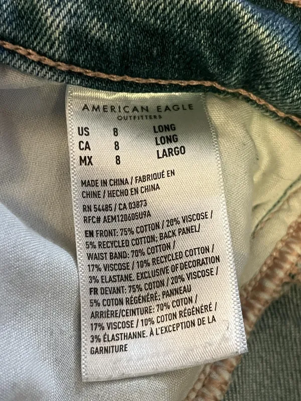 American Eagle Outfitters Mom Jeans Womens 8 Long Light Wash Distressed Denim - Image 9