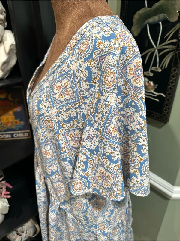 Hailey & Co Blue Floral Button‑Down Flirty Dress – Size Small - Image 4