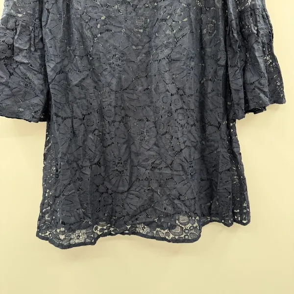 RTR Elizabeth and James Glorietta Navy Blue Lace‎ 3/4 Bell Sleeve Mini Dress - Image 6