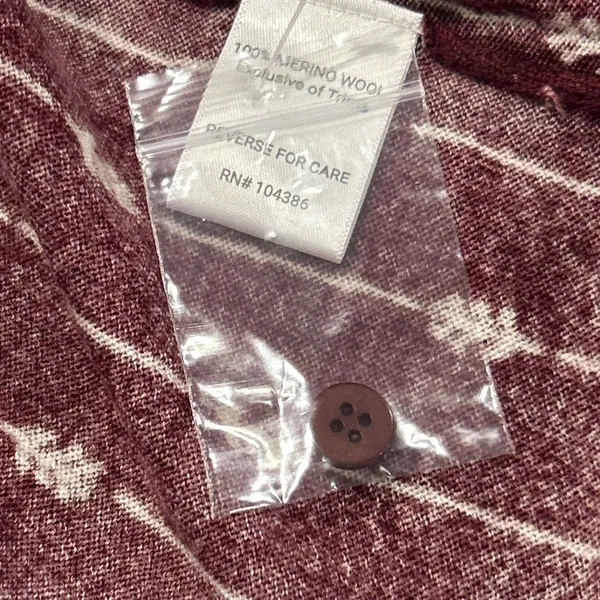Garnet Hill Sweater Womens Large Signature Eco Merino Wool Cardigan Maroon - Image 5