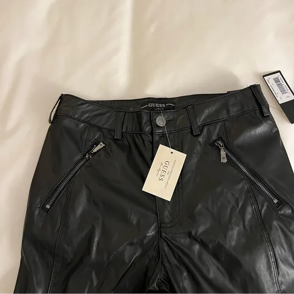 GUESS Women's Soto Pu Black Faux Leather Skinny Pants Size 0 NWT - Image 5