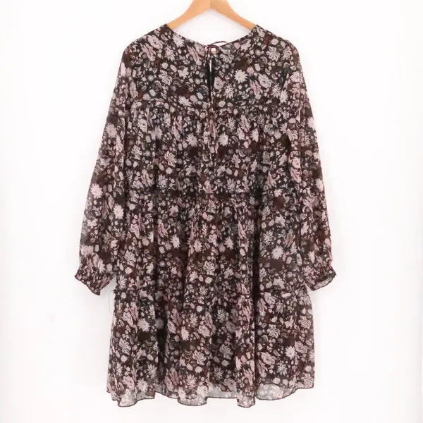 Ellos Floral Tiered Chiffon Dress‎ Size 14 Cottage Fairy Grunge Boho Romantic - Image 2
