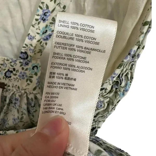 Free People Petunia Apron-Style‎ Floral Mini Dress Blue Cream XS - Image 8