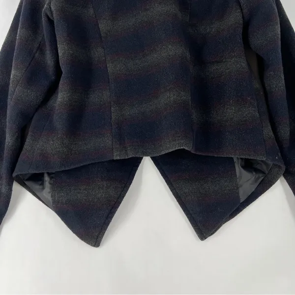 DEX Wool Blend Stylish‎ Striped Womens Crossover Asymmetric Hem Jacket Gray Size M - Image 9