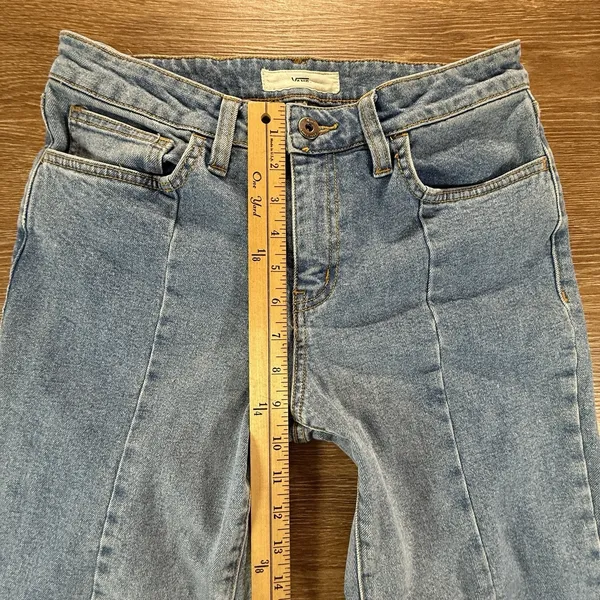 Vans Jeans Women 27 High Rise Crop Straight Raw Hem Light Wash Denim Streetwear - Image 5