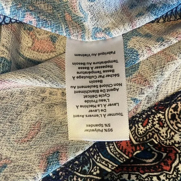 TALBOTS Teal‎ Paisley Stretch Shirred Blouson Midi Dress Size L Large Classic - Image 8