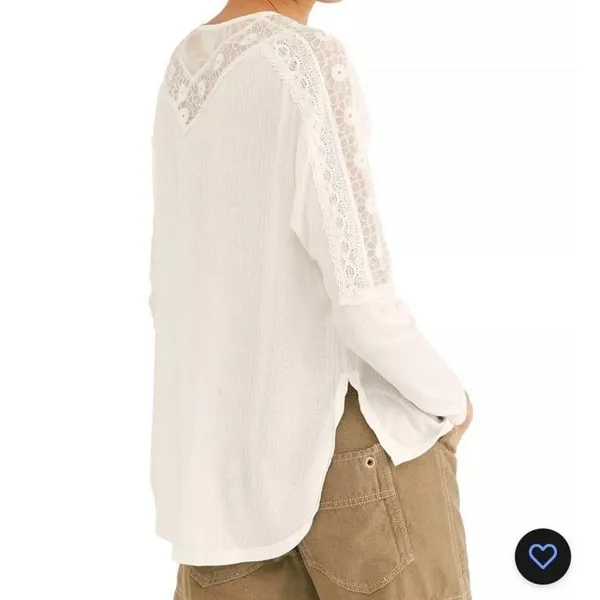 Free People Angel Food Cream Lace boho top blouse size Medium M Coachella - Image 4