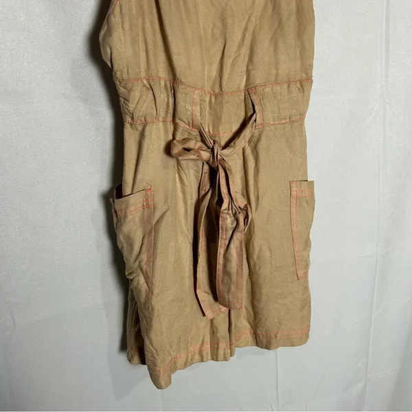 NWT ASOS Tan w/ Pink‎ Stitching Shorts Overall Romper Size 4 - Image 4