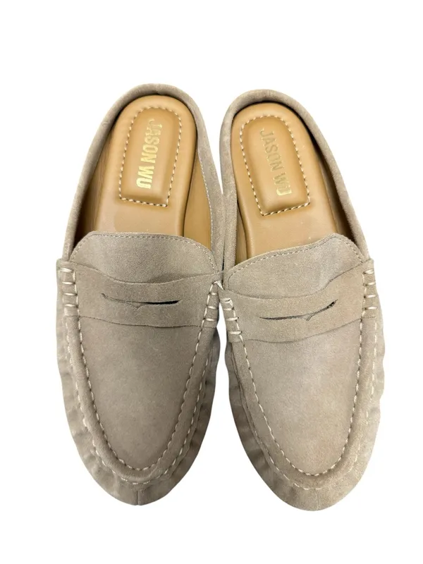 Jason Wu Meeky Suede Leather Backless Slip On Mules Slides Womens Shoes Tan 8 - Image 2