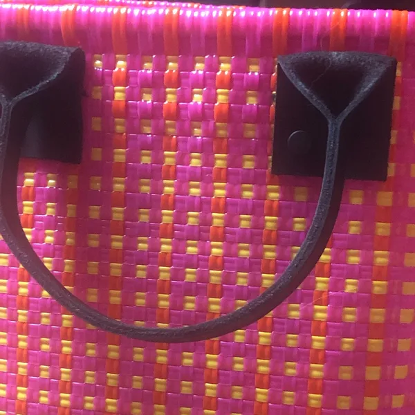 Truss Handwoven Tote | Hand Bag Pink Orange Yellow Bag - Image 4