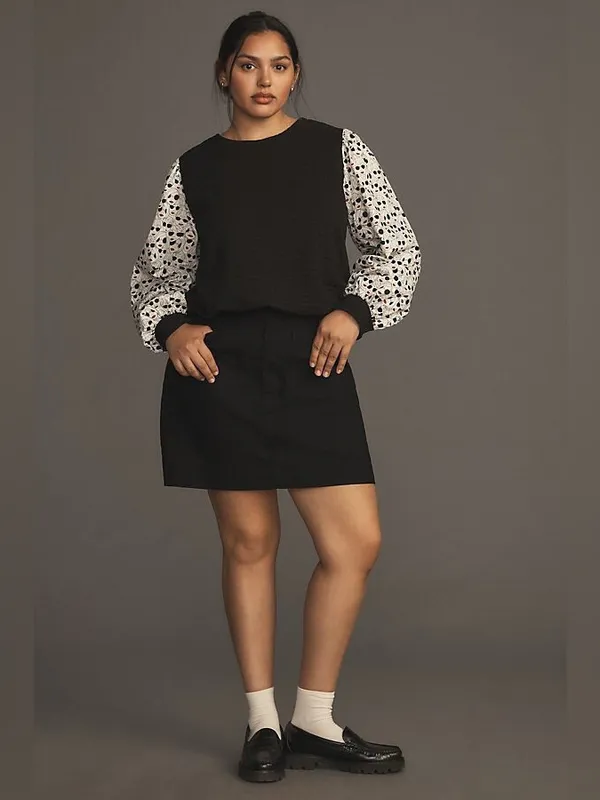 Anthropologie Porridge Textured Sweatshirt size Large black white pop art print - Image 12