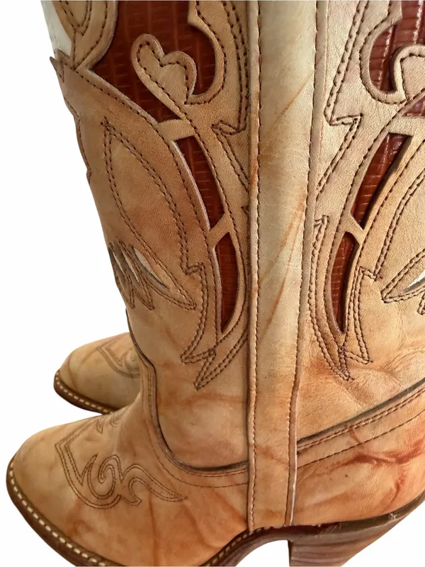 Miss Capezio Vintage Women's Eagle Inlay Leather Stacked Heel Boot Size 5 #26710 - Image 7