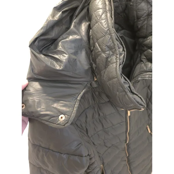 Mango Down Y2K Hunter Green Duck Feather Fill Jacket Removable Hood L Womens - Image 5