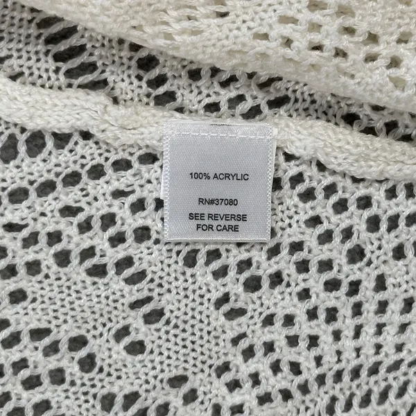 Energe World Wear Crochet Cardigan Duster White Women's Medium Tassel Trim Boho - Image 6