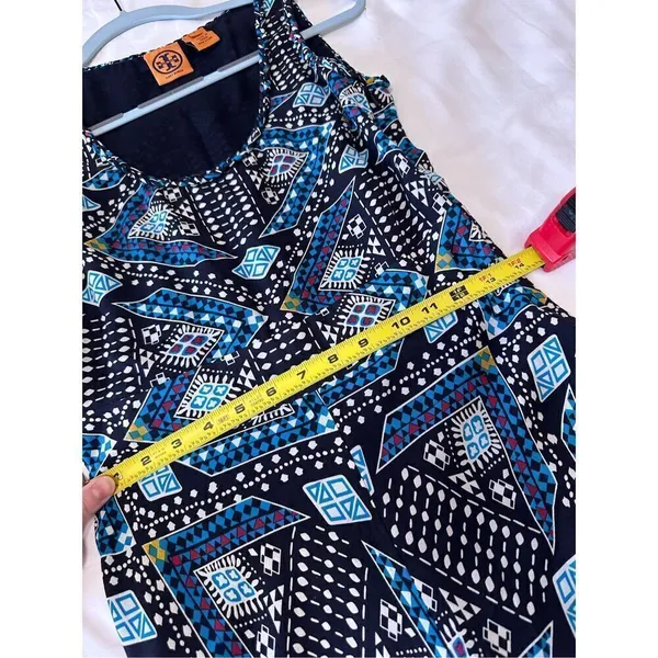 Tory Burch Camilla Dasha Silk Blue and Black Print Dress Size 4 - Image 5