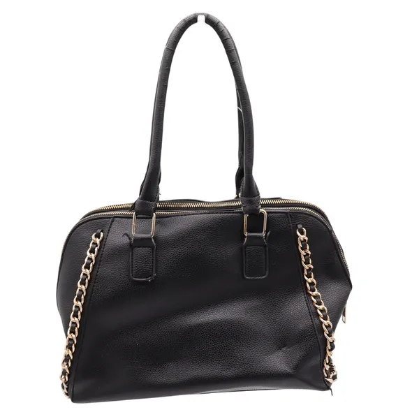 Marc New York Satchel Womens Large Black Pebbled Chain Accent Gold Hardware Fair - Image 4