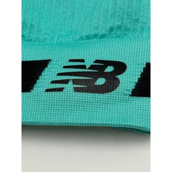 New Balance Sports Bra Womens M Teal Black Seamless Ribbed Racerback Logo Band - Image 4