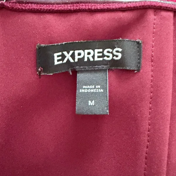 Express Velvet Strapless Midi Dress M Burgundy Draped Sweetheart Cocktail - Image 6