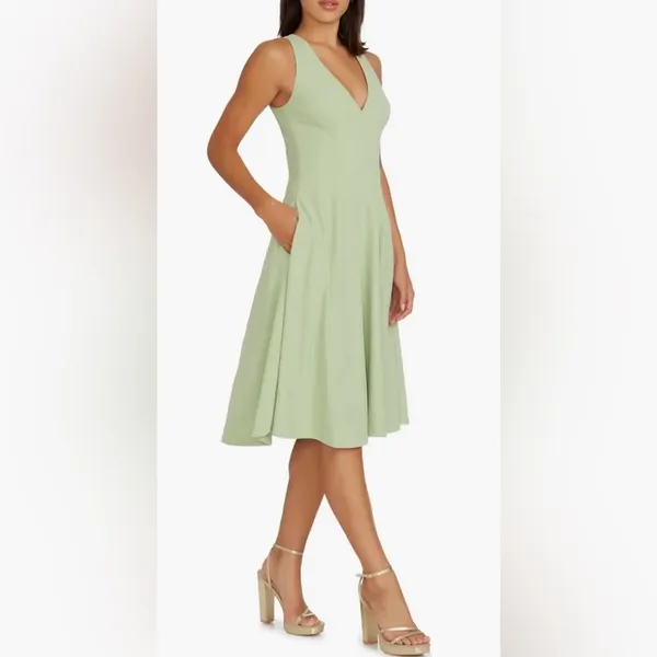 NEW Dress the Population Catalina Fit & Flare Cocktail Dress green Sage size L - Image 3